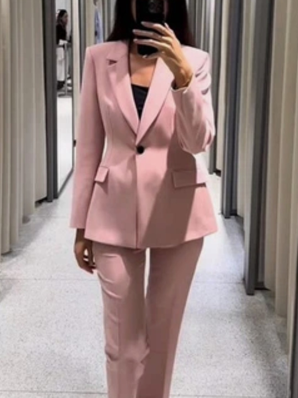 NWT Zara Blush Pink Tailored Women's Suit - Two Piece Blazer & Pants Large